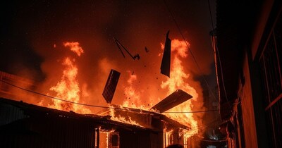 बांग्लादेश में घर आग में जला. (AI IMage)