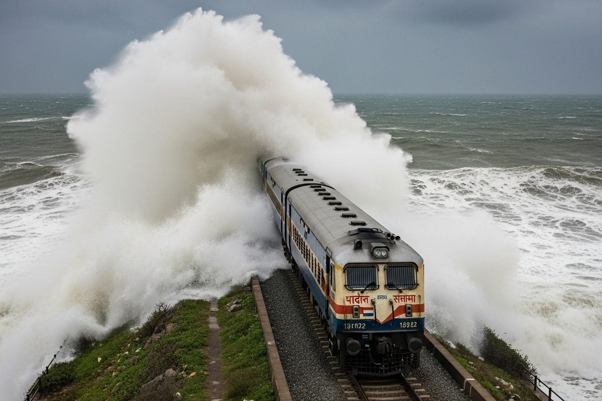 रामेश्‍वरम से निकली ट्रेन अचानक उठीं 25 मीटर ऊंची लहरेंसमंदर में समा गई रेल