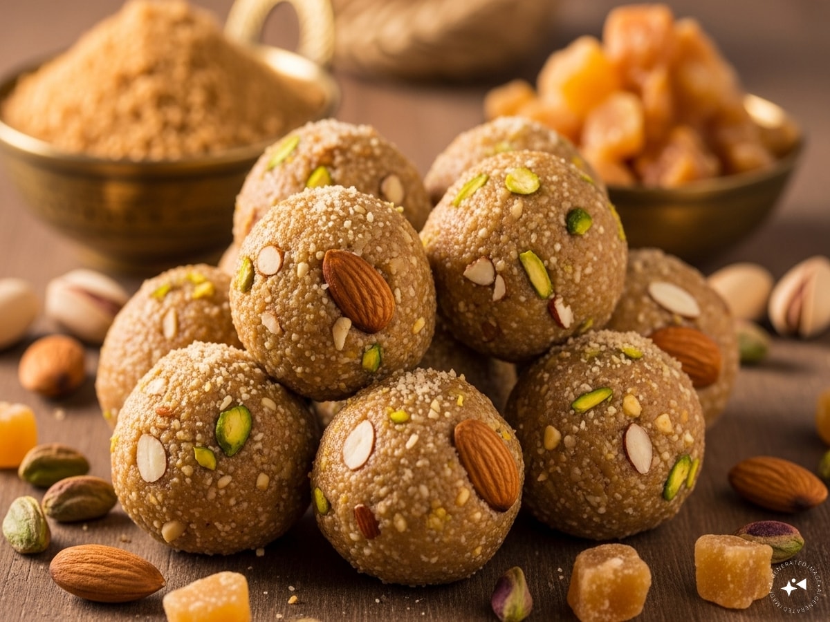 Atta Gond Ladoo Recipe Atta Gond Ladoo Recipe