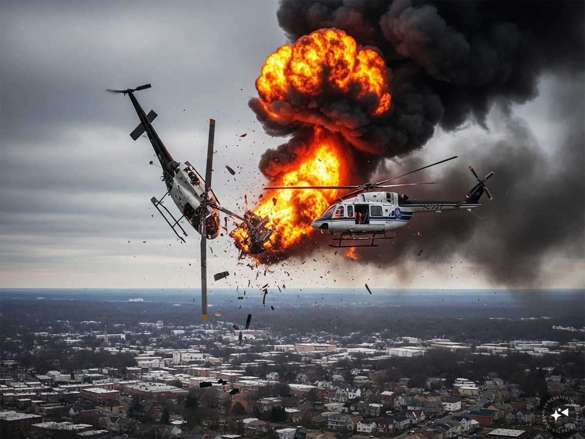 अमेरिका के आसमान में मची तबाही, दो हेलीकॉप्टर की आपस में टक्कर