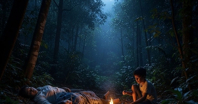 जंगल में माता-पिता का पहरेदारी करता रहा मासूम. (एआई इमेज)