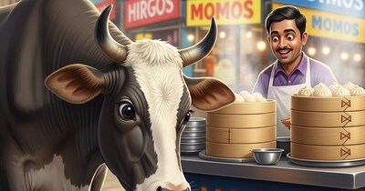 Gurugram: Man feeds cow chicken momos, sparks outrage, arrested then bailed.