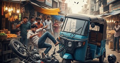 हादसे में बाइक सवार हो गया घायल