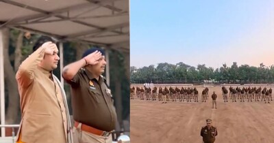 कथावाचक को पुलिस सलामी देने पर सियासी घमासान. (फोटो X)