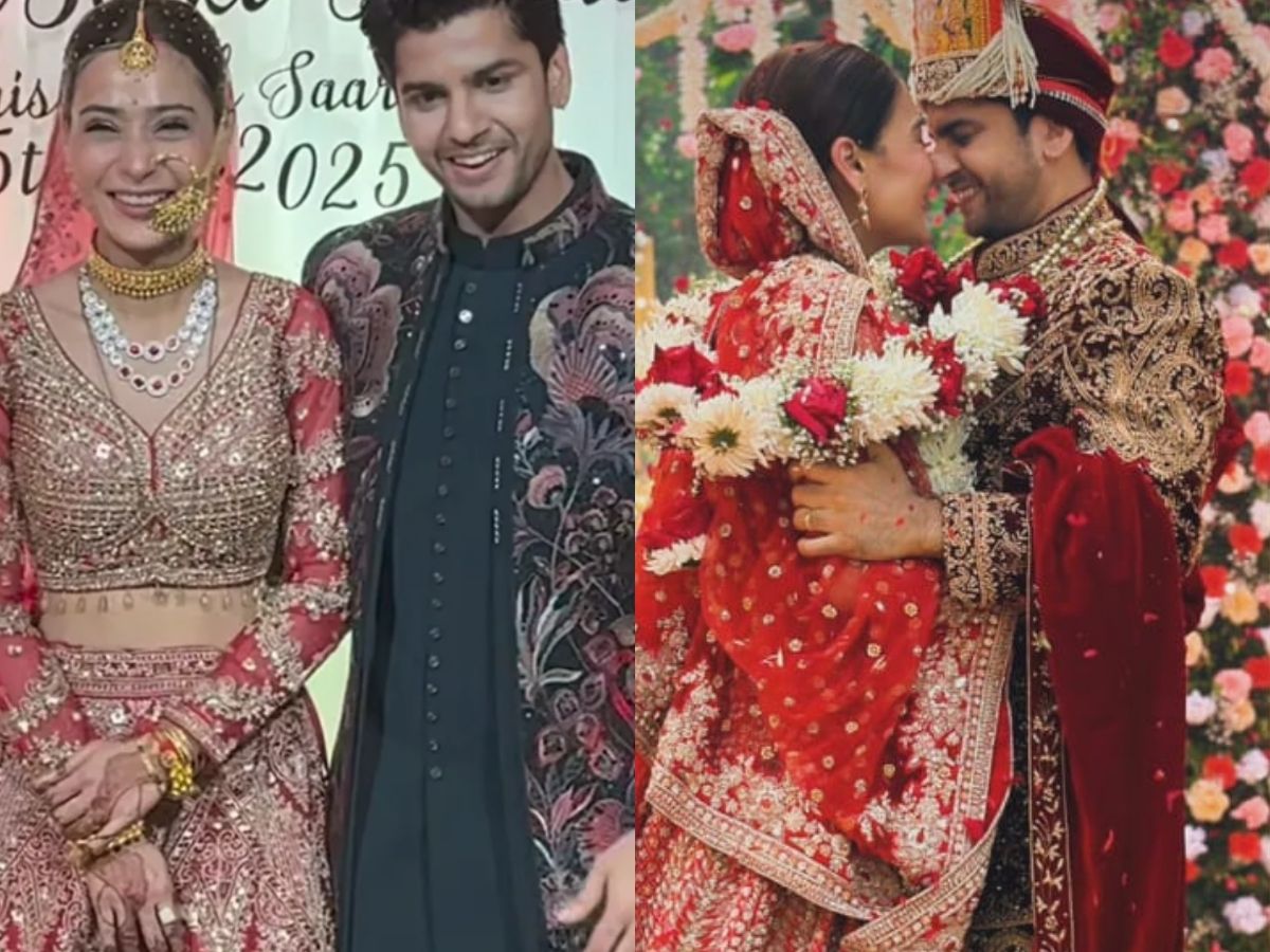 Bride Sara Khan was seen wearing Pahadi Nath-Galobandh, groom Krish was beautifully decorated in crown.
