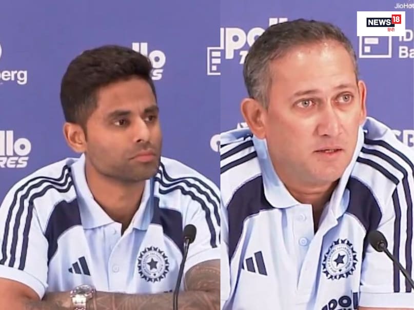 Suryakumar Yadav, Ajit Agarkar, Team India Announced t20 world cup squad, Suryakumar Yadav press conference 5 big things, rinku singh, Jitesh sharma, india t20 world cup squad, Ishan kishan, shubman gill, सूर्यकुमार यादव, अजीत अगरकर, शुभमन गिल, जितेश शर्मा, रिंकू सिंह