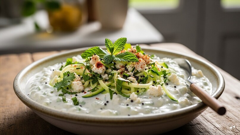 Zucchini and Feta Raita: Zucchini, with its mild flavour and crunch, pairs beautifully with creamy feta cheese and yogurt. This raita is light, fresh, and filled with nutrients, offering a perfect balance of savoury and tangy flavours for winter.
