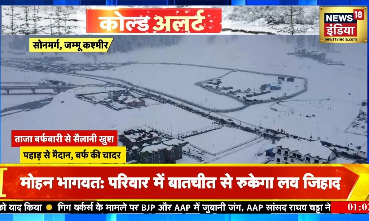 कश्मीर ने 48 घंटों से नॉन-स्टॉप बर्फबारी पहाड़ों ने ओढ़ी सफेद चादर झूम उठे सैलानी