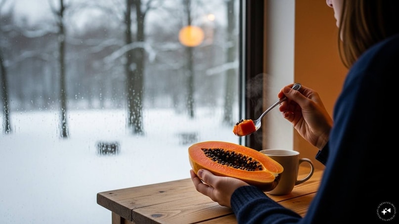is papaya good in winter season, benefits of eating papaya in winter, papaya and digestion in cold weather, papaya for immunity in winter, should pregnant women eat papaya, papaya side effects in winter, सर्दियों में पपीता खाना चाहिए या नहीं, सर्दी में पपीता खाने के फायदे, पपीते की तासीर गर्म या ठंडी, ठंड में पपीता खाने के फायदे 