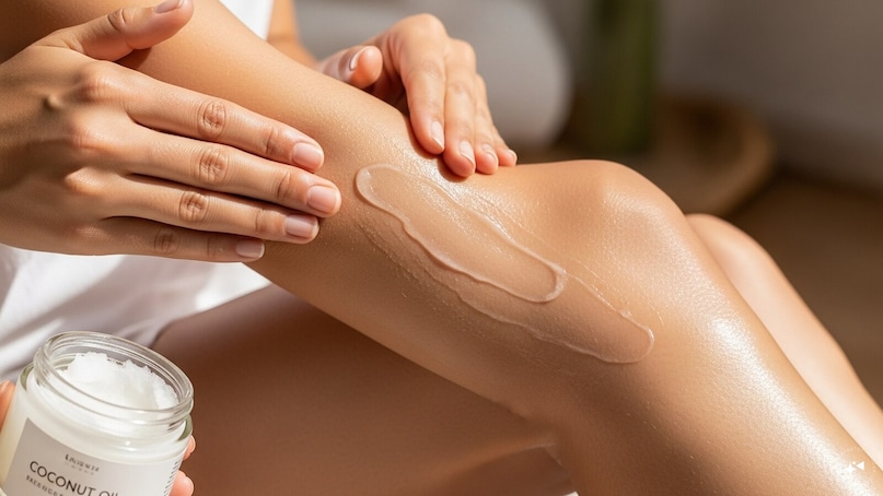 Smooths Rough Patches: Applied to elbows, knees, and heels, coconut oil softens rough, dry patches, restoring smoothness and a healthy texture.