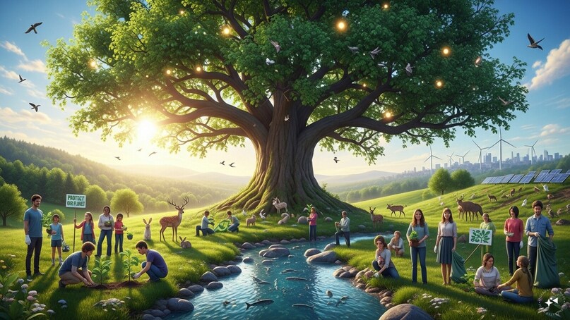 Today, green has also come to symbolize environmental care. It represents efforts to save forests, protect wildlife, and keep our planet healthy. The “green movement” reminds us that life can thrive only when we safeguard nature, making green a symbol of the future of life.