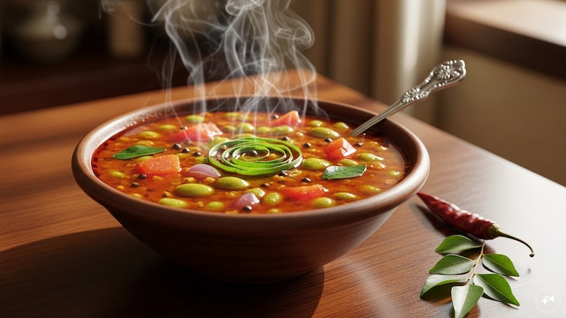  A seasonal gem from Karnataka, this is a spicy gravy made from hyacinth beans. The process of "sode," or hand-peeling the skin off each individual bean, is so time-consuming that the authentic version of this dish is rarely made in modern urban homes anymore.