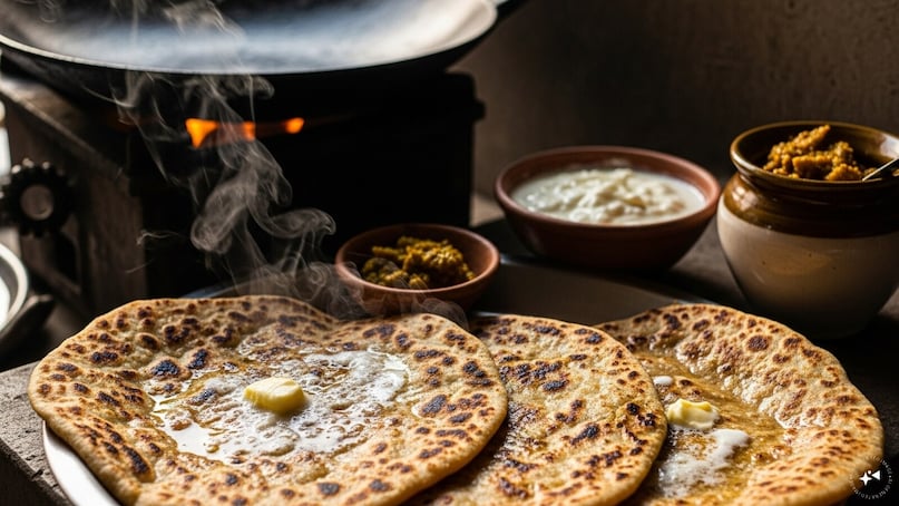 In the northern state of Punjab, breakfast is synonymous with stuffed parathas. These flatbreads, generously filled with spiced potatoes, cauliflower, or paneer, are cooked on a hot griddle and served with butter, curd, or pickle. The hearty nature of parathas reflects the agrarian lifestyle of Punjab, where a filling breakfast is essential to fuel long hours of work in the fields.
