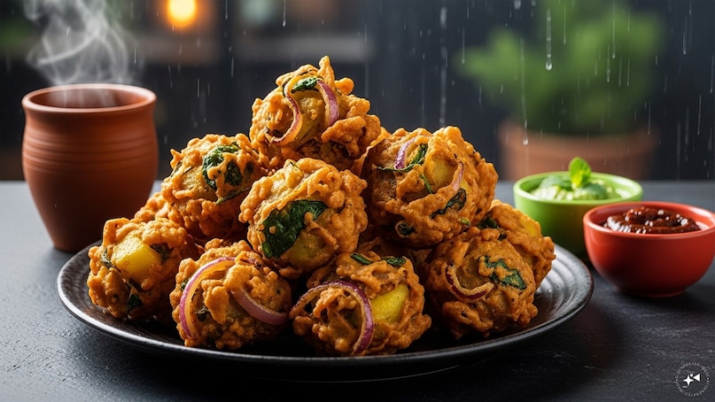 Pakoras: Perhaps the most famous besan dish, pakoras are deep‑fried fritters made by dipping vegetables like onions, potatoes, or spinach in a spiced besan batter. Crispy and golden, they are the ultimate monsoon snack, best enjoyed with hot tea and tangy chutneys.
