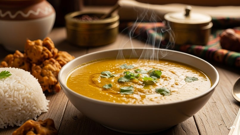 Kadhi: Besan kadhi is a comforting curry made by whisking gram flour with yogurt and spices, then simmering it until thick and creamy. Often paired with rice, kadhi is a staple in many North Indian households. Variations like Gujarati kadhi are slightly sweet, while Punjabi kadhi is tangier and often served with pakoras.