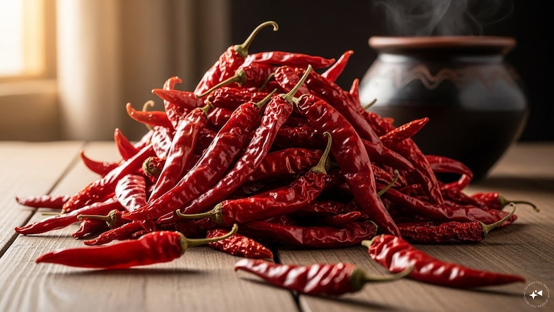  The Kashmiri chilli is famous for its mild heat and striking red hue. It is often used in curries and tandoori dishes to impart a rich color without overwhelming spice. Its smoky undertones make it a favorite for chefs who want to balance flavor and presentation.