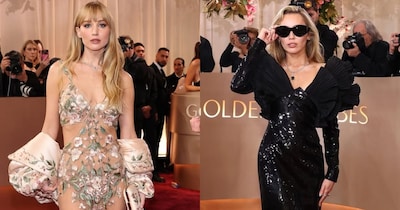 नई दिल्ली. कैलिफोर्निया के बेवर्ली हिल्स में आयोजित गोल्डन ग्लोब अवॉर्ड्स 2026 के रेड कार्पेट पर सितारों का मेला लग गया. इस साल हॉलीवुड की हसीनाओं और सुपरस्टार्स ने अपने फैशन सेंस से पूरी दुनिया को हैरान कर दिया. जेनिफर लॉरेंस और ब्लैकपिंक की लिसा ने जहां अपनी बोल्ड ड्रेसेस से महफिल लूट ली, वहीं माइली साइरस बॉस लेडी अवतार में नजर आईं. लियोनार्डो डिकैप्रियो और एमिली ब्लंट ने अपनी सादगी और स्टाइल से सबका दिल जीत लिया. यहां पर देखिए तस्वीरें...