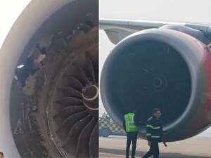 एयर इंडिया की फ्लाइट से टकराया लोहे का कंनटेनर, वीडियो वायरल