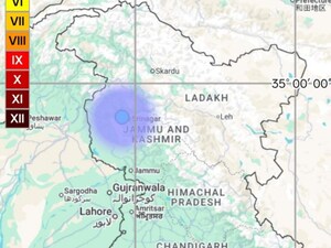 बारामूला में महसूस किए गए भूकंप के झटके. (फोटो- @metsrinagar) 