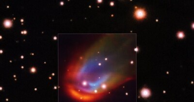 कोई भी ज्ञात मैकेनिज्म व्हाइट ड्वार्फ RXJ0528+2838 के चारों ओर बो शॉक को समझा नहीं पाता है. (ESO/K. Ilkiewicz and S. Scaringi et al. Background: PanSTARRS)