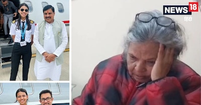 ग्वालियर स्थित घर में शोक में पायलट शांभवी की दादी.