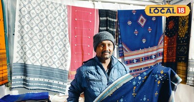 खजुराहो में शॉल बेचते नवीन चंद राव 