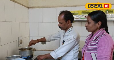 पत्नी पत्नी चाय बनाते हुए