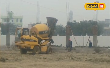 मधुबनी स्टेडियम का निर्माण कार्य 