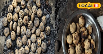 आग पर सिकती लिट्टी और तैयार लिट्टी