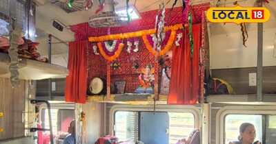 ट्रेन के साइड अपर सीट पर बनाया गया छोटा मंदिर 
