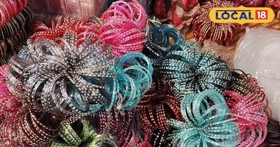 फिरोजाबाद में तैयार कांच की चूड़ियां