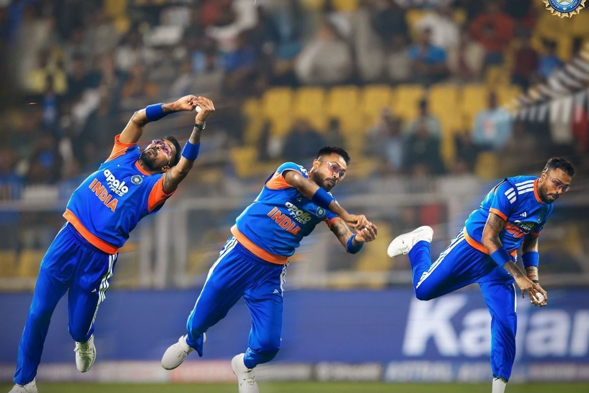 VIDEO: हवा में उछलकर हार्दिक पंड्या ने लपका ऐसा गजब कैच, पहले ओवर में बदल गया खेल, हर्षित राणा ने बना डाला धांसू रिकॉर्ड