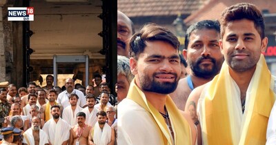 भारतीय क्रिकेट टीम ने न्यूजीलैंड के खिलाफ पांचवें और आखिरी टी-20 से पहले श्री पद्मनाभस्वामी भगवान का आशीर्वाद लिया. केरल के पारंपरिक कपड़े मुंडू और मेलमुंडू पहने कैप्टन सूर्यकुमार यादव, अक्षर पटेल और रिंकू सिंह को धार्मिक स्टाइल देखते ही बनता था.