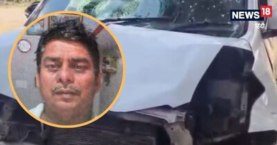 खरगोन हादसे में जब्त कार. इनसेट में हार्डवेयर व्यापरी (फाइल)