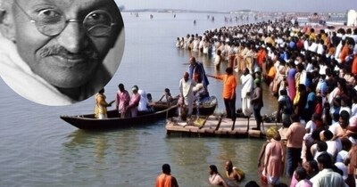 संगम तट, इलाहाबाद में 30 जनवरी 1997 को अस्थिविसर्जन का सांकेतिक एआई चित्र. 