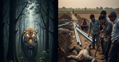 Tiger Kills 'Har Ghar Nal Yojana' Worker in Ramnagar; Villagers Demand Action