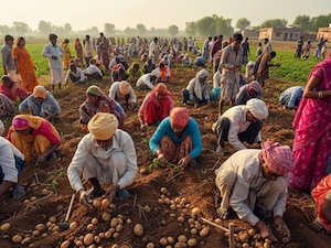 छत्तरपुर की तरह ही बिहार के बक्सर में तीन साल पहले आलू के खेत से खजाना मिलने की अफवाह फैली थी. (एआई)