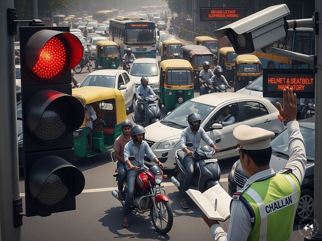 Attention Now if you break traffic rules 5 times in a year, your driving license will be taken away.