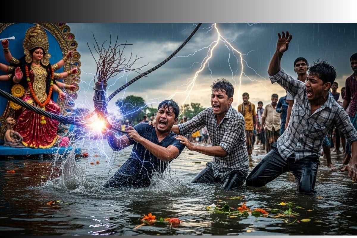 भागलपुर में मूर्ति विसर्जन के दौरान बड़ा हादसा, तीन युवकों को लगा हाई वोल्टेज बिजली का झटका, बुरी तरह झुलसे