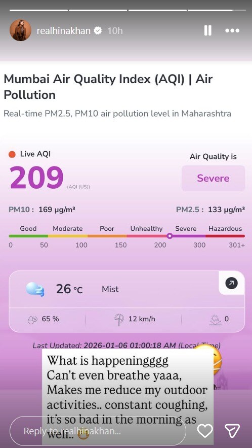 Hina Khan, Hina Khan Can not Even Breathe, Hina Khan Concern Mumbai Poor AQI, Mumbai Poor AQI, Hina Khan Health update Hina Khan, Hina Khan Can not Even Breathe, Hina Khan Concern Mumbai Poor AQI, Mumbai Poor AQI, Hina Khan Health update