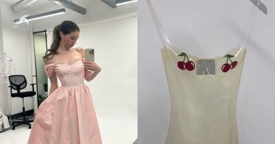 लड़की ने शादी के लिए ट्रांसपेरेंट ड्रेस डिजाइन की है. (फोटो: Instagram/natasha_somerville)