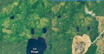 कनाडा की लेक रूज का पानी अचानक कहां चला गया? (फोटो  NASA)