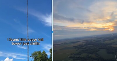 अकेले ही टावर पर चढ़ने का लिया रिस्क और बनाया वीडियो (इमेज- सोशल मीडिया) 