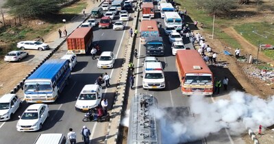 Kandla Highway Chaos: Major Gas Tanker Leak Causes 4 KM Jam in Sirohi