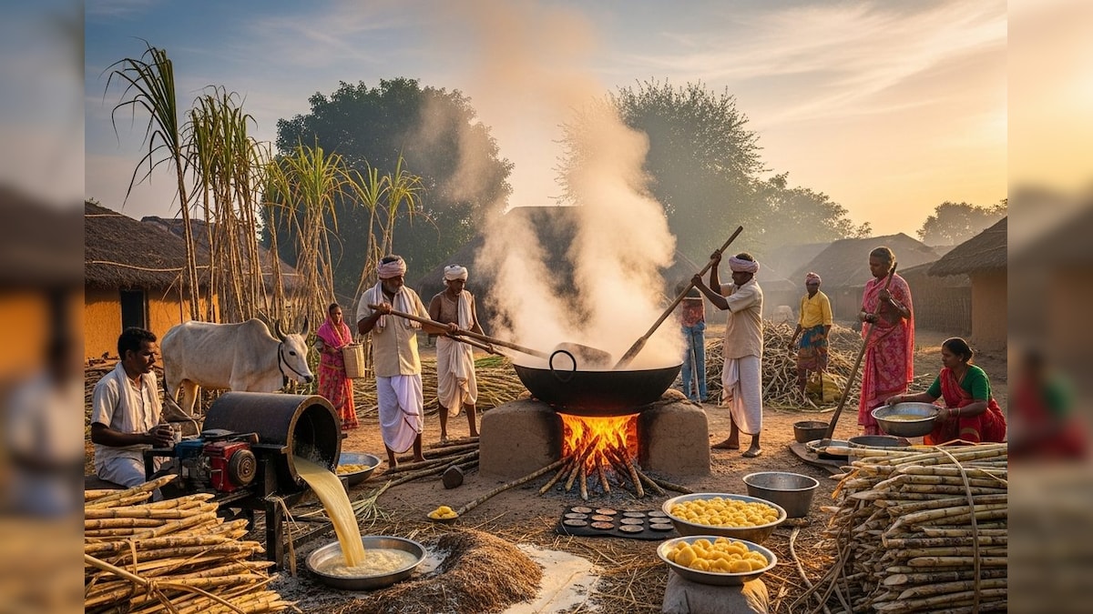 लकड़ी का चकरा और लोहे का कराहा, ऐसे बनता है शुद्ध देसी गुड़, सुल्तानपुर में आज भी जिंदा है परंपरा