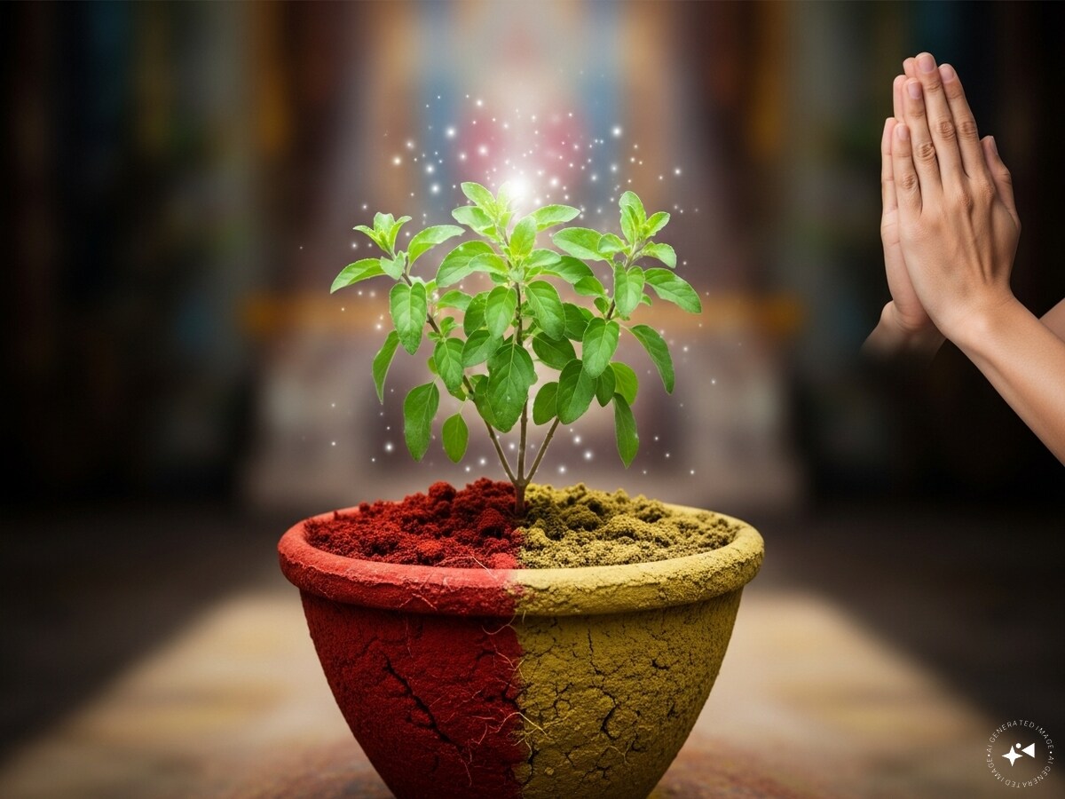 Tulsi plant soil color