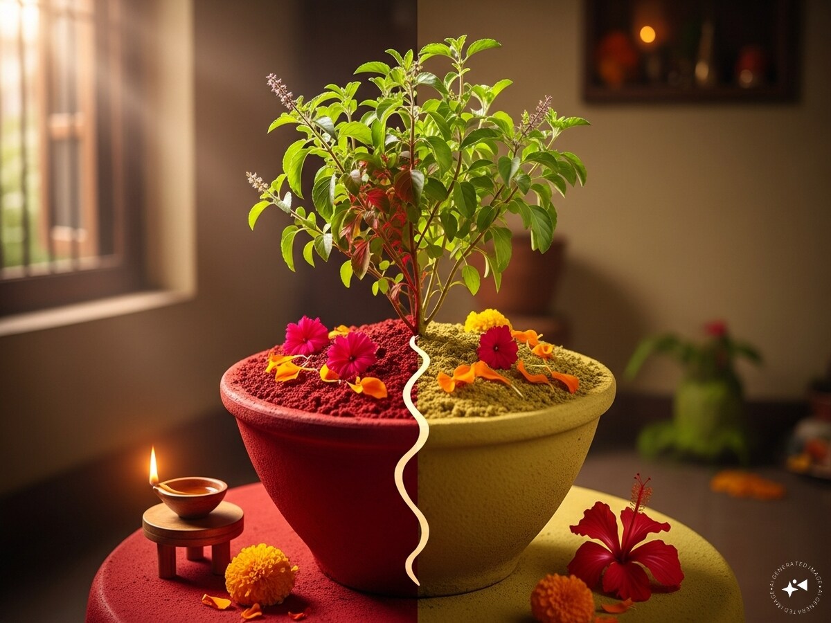 Tulsi plant soil color