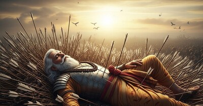 महाभारत युद्ध में पितामह भीष्म बाणों की शैया पर लेटे रहे.