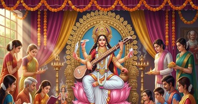 सरस्वती पूजा के लिए भोग.