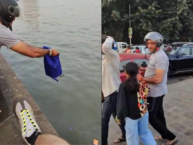 गेटवे ऑफ इंडिया के पास भारतीय शख्स ने समुद्र में फेंका कूड़ा, वीडियो वायरल!